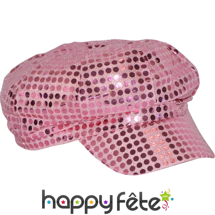 Casquette à paillettes roses