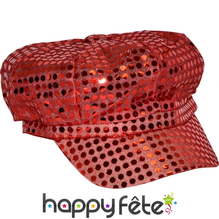 Casquette à paillettes rouges