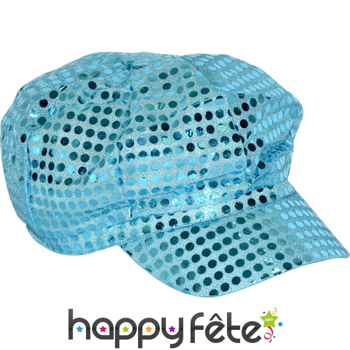 Casquette à paillettes turquoises