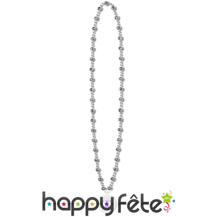 Collier avec pendentif boule Disco, argenté