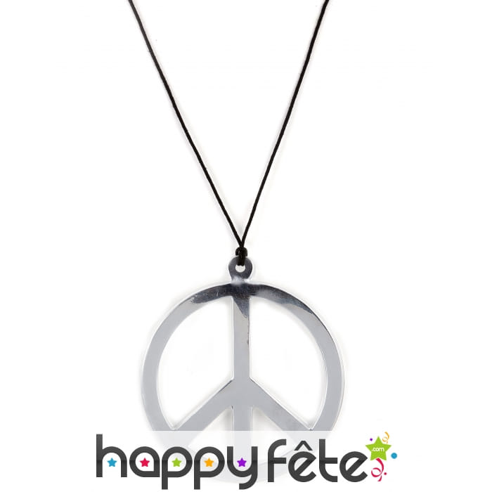Collier avec pendentif peace and love argenté
