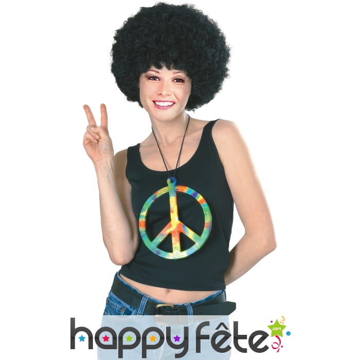 Collier avec pendentif peace and love géant