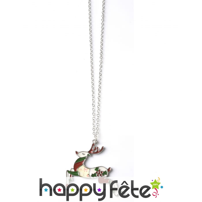 Collier avec pendentif renne de Noël