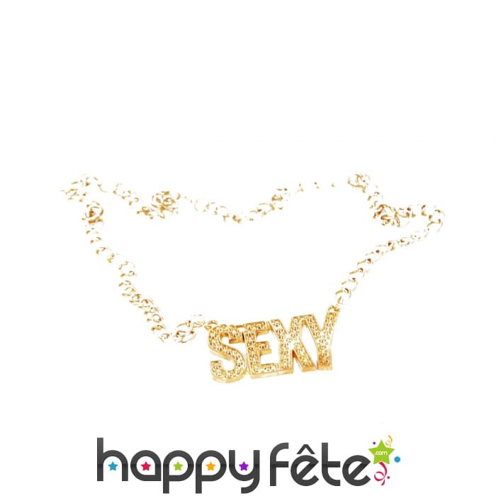 Collier avec pendentif sexy doré et bling bling