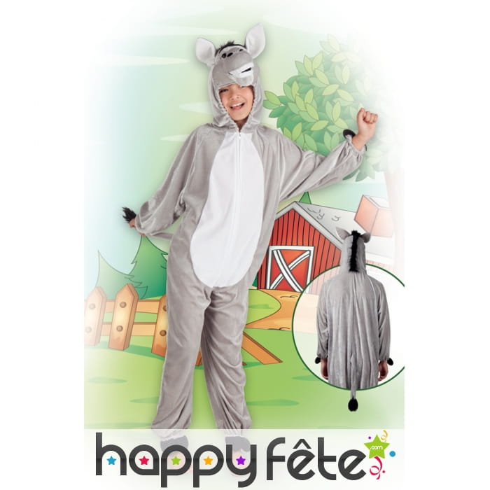 Combinaison âne peluche gris