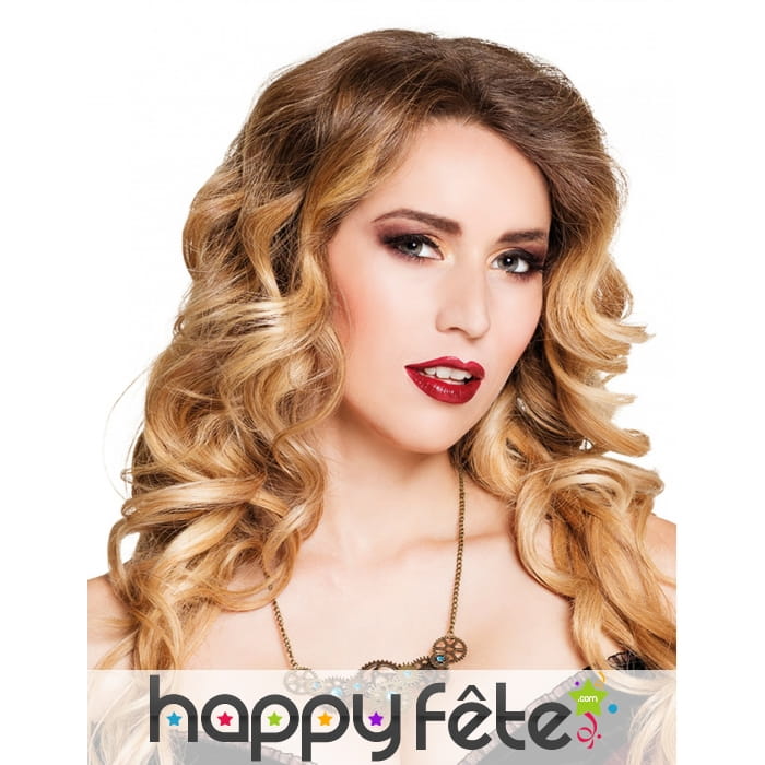 Collier avec rouages Steampunk bleutés