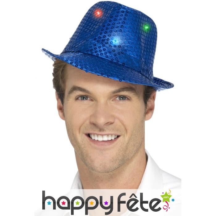 Chapeau à sequins bleus lumineux