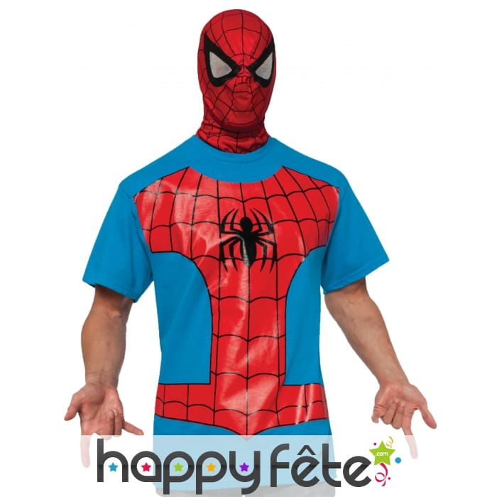 Cagoule avec T-shirt bleu de Spiderman pour homme