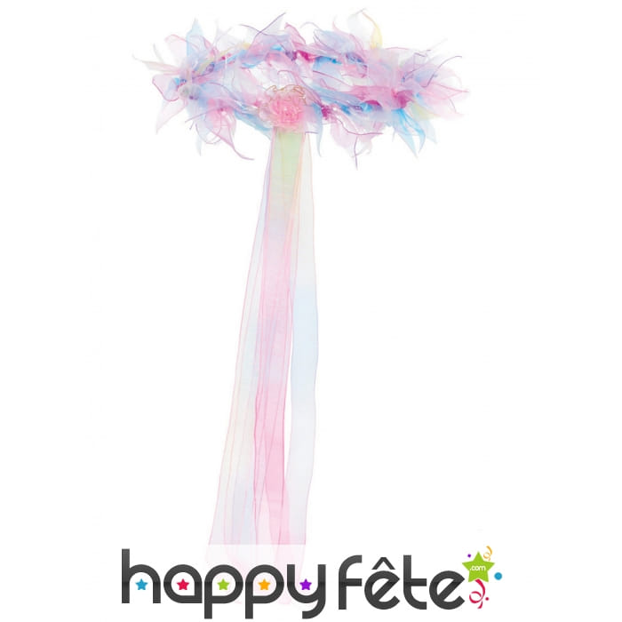 Couronne avec voile pastel coloré pour fille