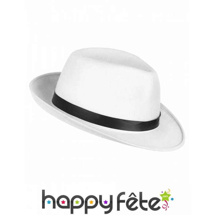 Chapeau blanc avec ruban noir, pour adulte