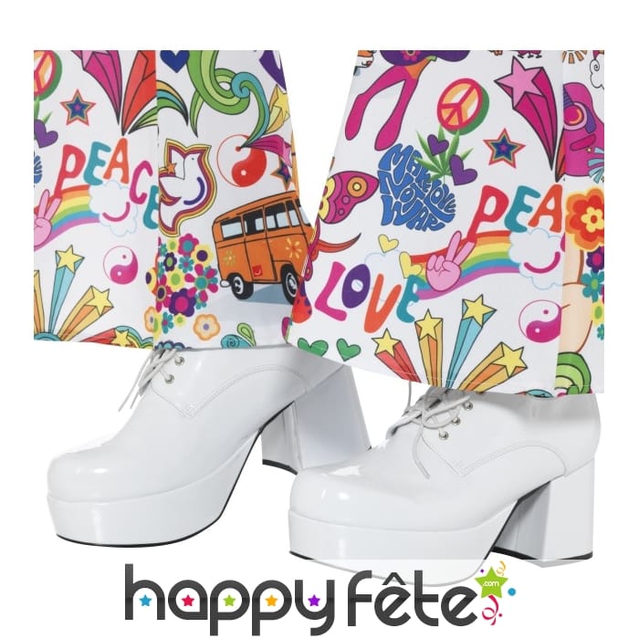 Chaussures blanches à talon haut pour homme