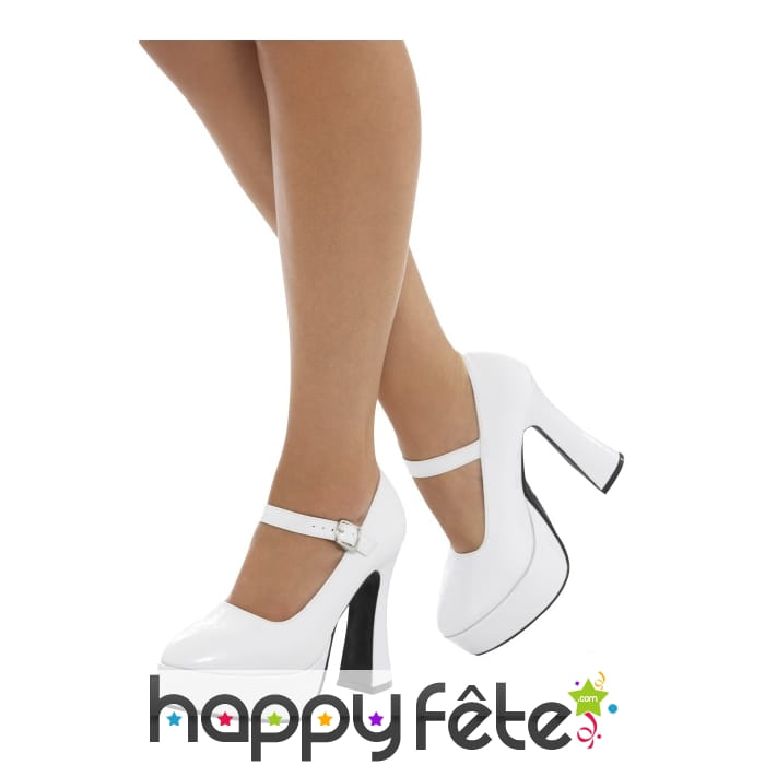 Chaussures blanches années 70 pour femme