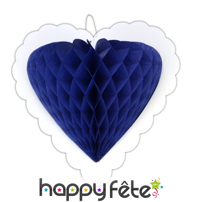 Coeur bleu alvéolé à suspendre