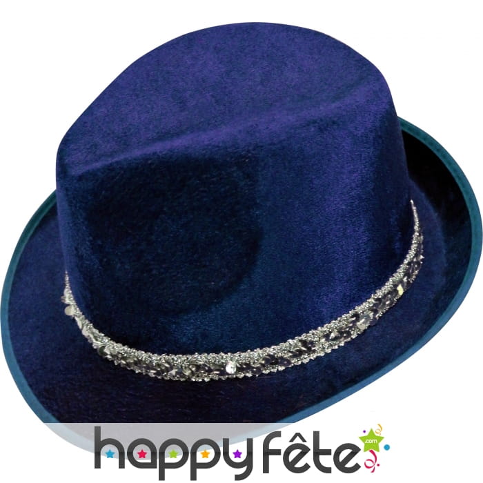 Chapeau borsalino bleu en velours