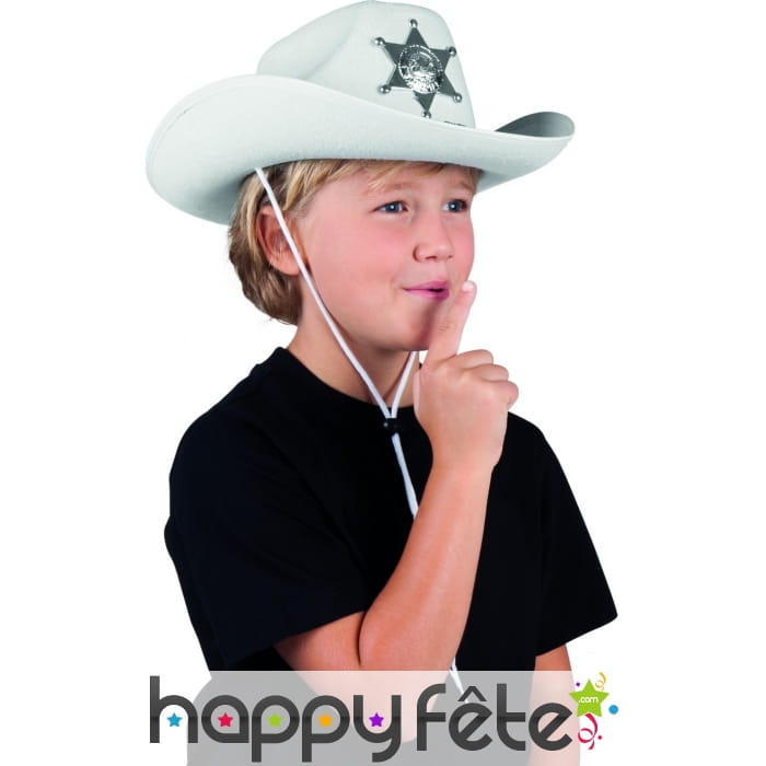 Chapeau blanc de shérif pour enfant