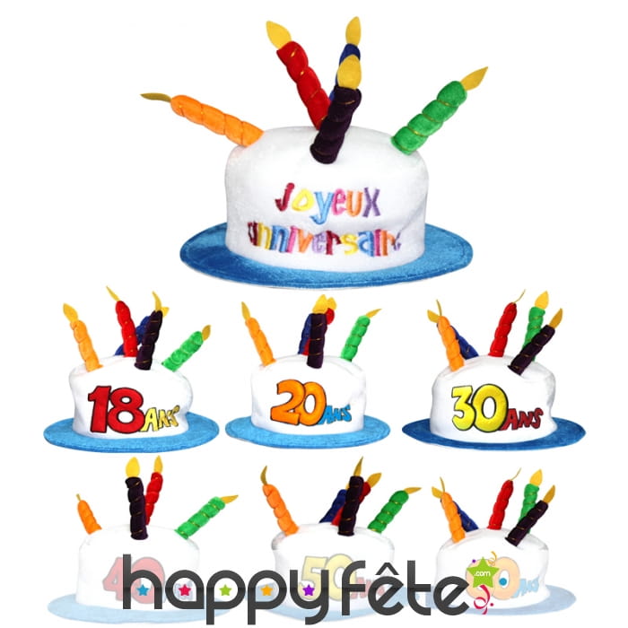 Chapeau bougies d'anniversaire