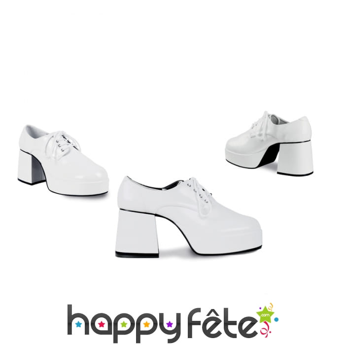 Chaussures blanches disco à haut talons