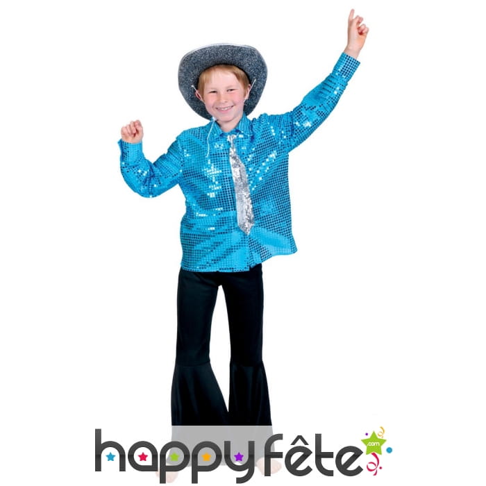 Chemise bleue disco pour enfant