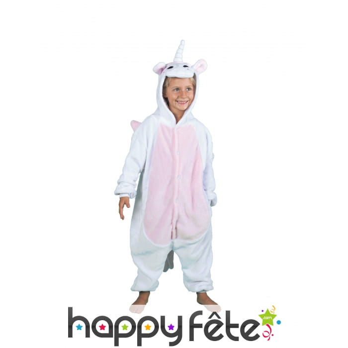 Combinaison blanche de licorne pour enfant