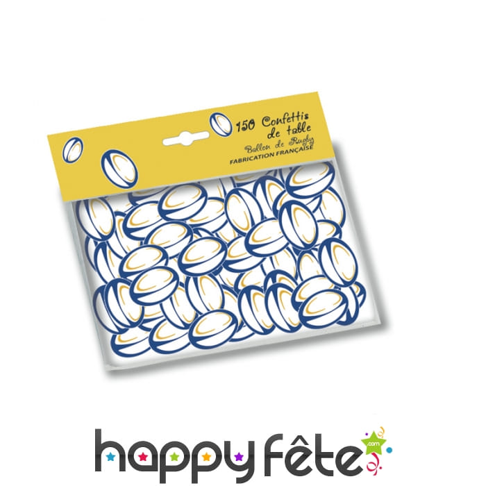 Confettis ballons de rugby bleu