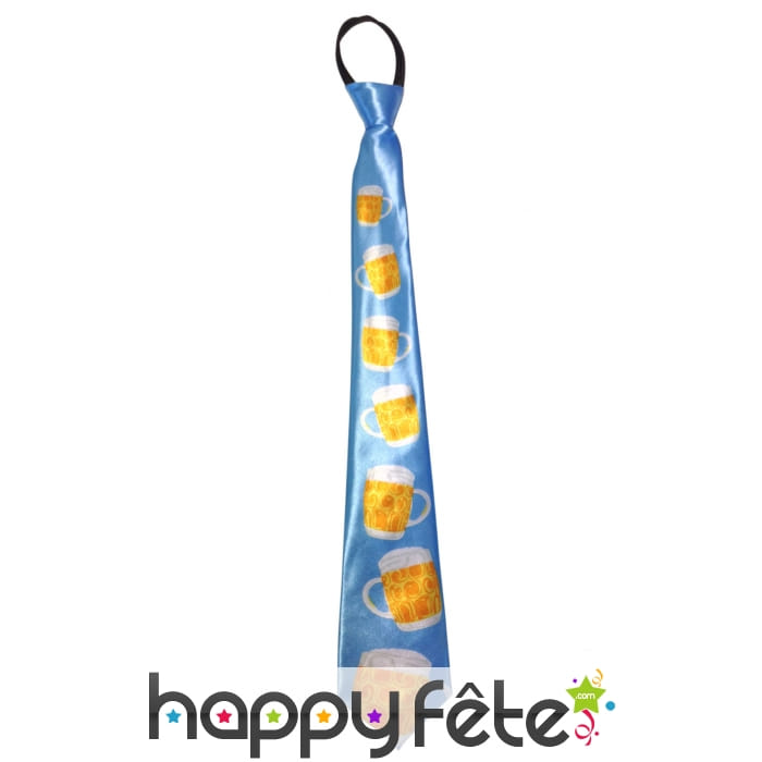 Cravate bleue décorée de verres de bières
