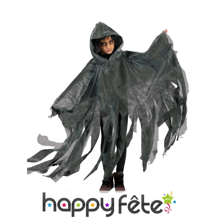 Cape blanche et noire en lambeaux pour enfant