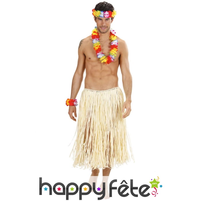 Collier, bracelets et couronne Hawaï multicolore