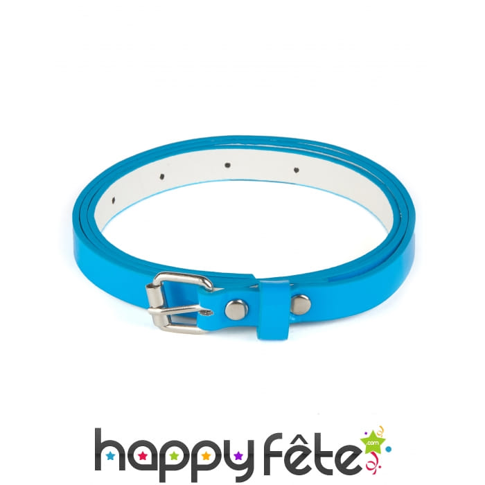 Ceinture bleue fluo en plastique taille adulte