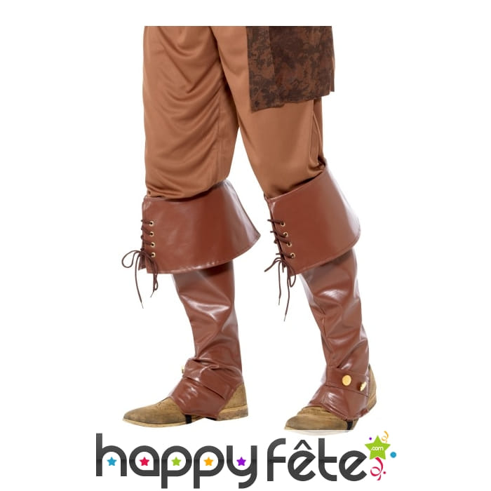 Couvres bottes marron de pirate, deluxe