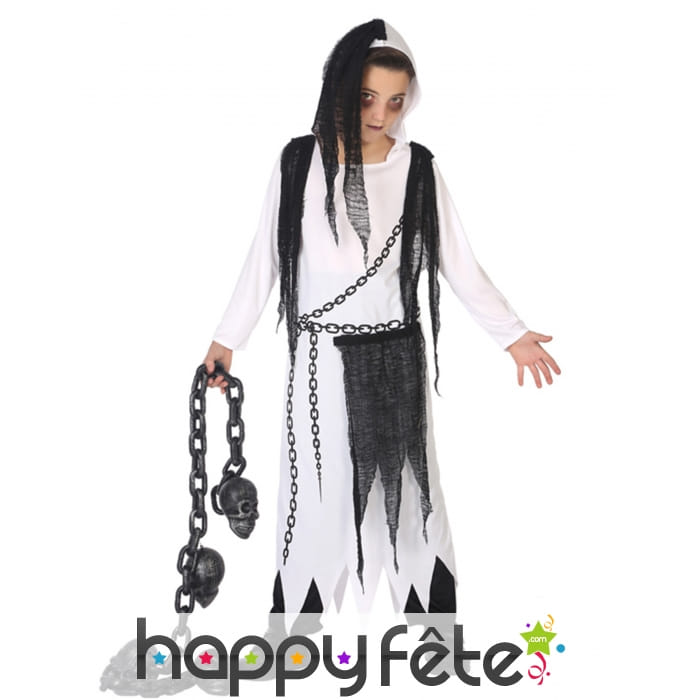 Costume blanc noir de petit fantôme
