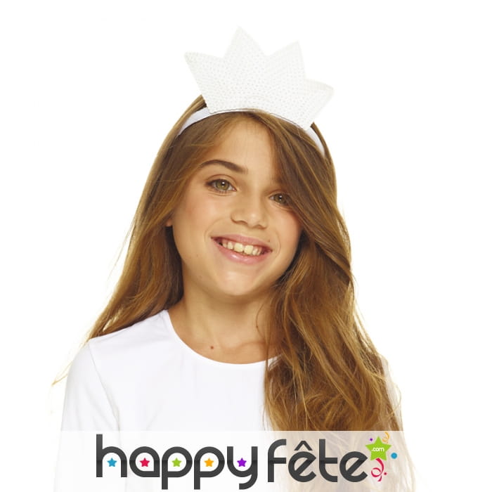 Couronne blanche pour enfant, sur serre tête