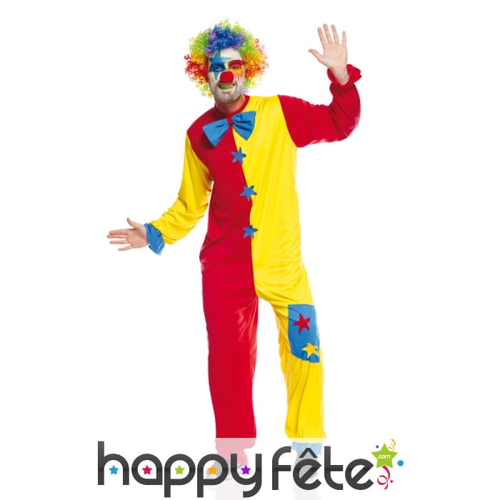 Costume bicolore rouge et jaune de clown