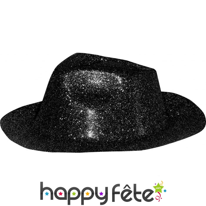 Chapeau capone avec paillettes noir