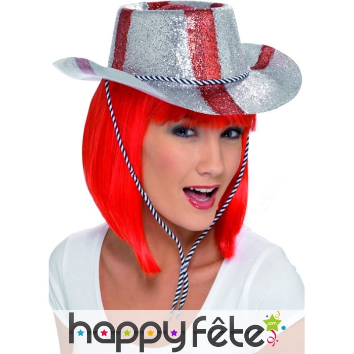 Chapeau cowboy blanc paillettes