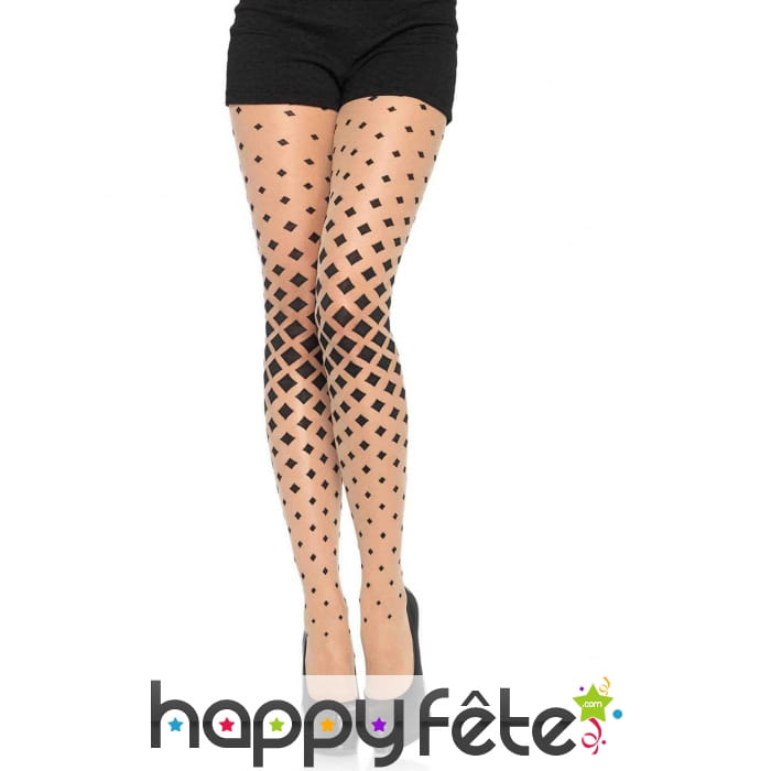 Collants couleur chair imprimé géométrique