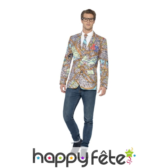 Costume cravate carte de Londres imprimée