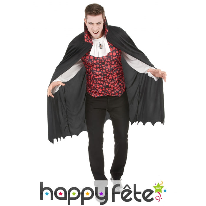 Costume cape de vampire imprimé têtes de mort