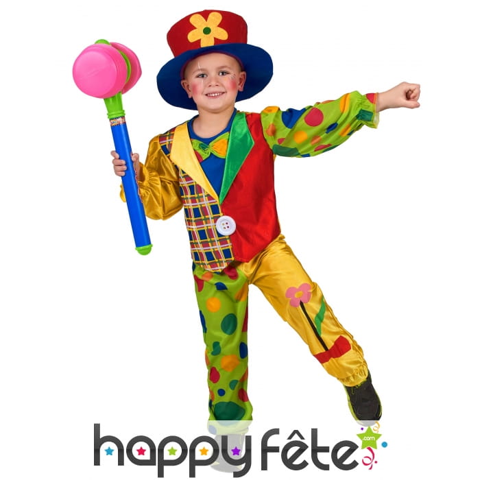 Costume coloré de petit clown avec motifs