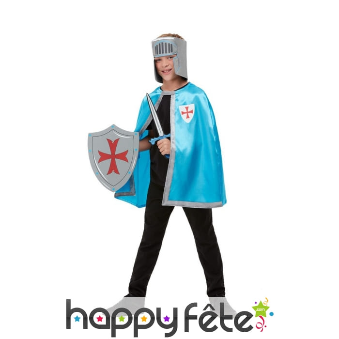 Cape, casque, épée et bouclier de chevalier enfant