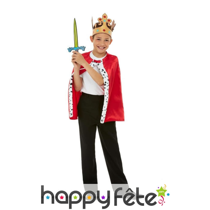 Cape, couronne et épée de roi pour enfant