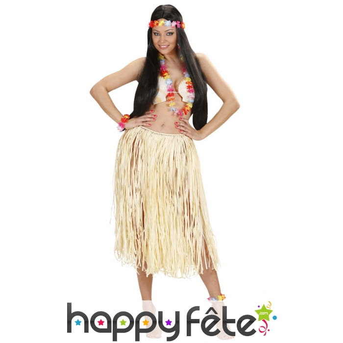 Couronne, collier et bracelet hawaien multicolore