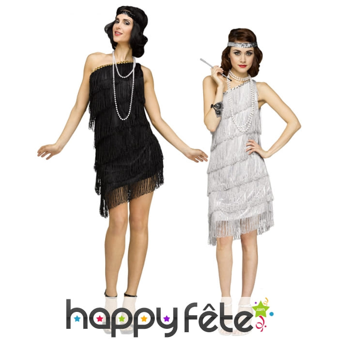 Costume charleston franges paillettes, assorti
