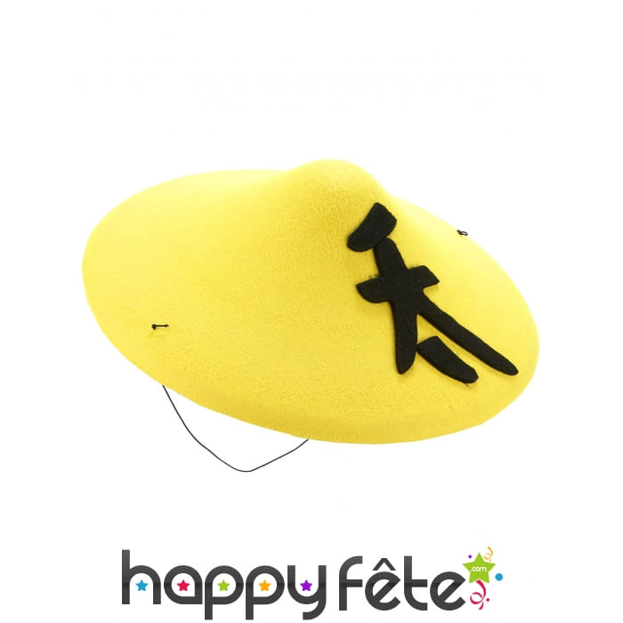 Chapeau chinois jaune en feutrine