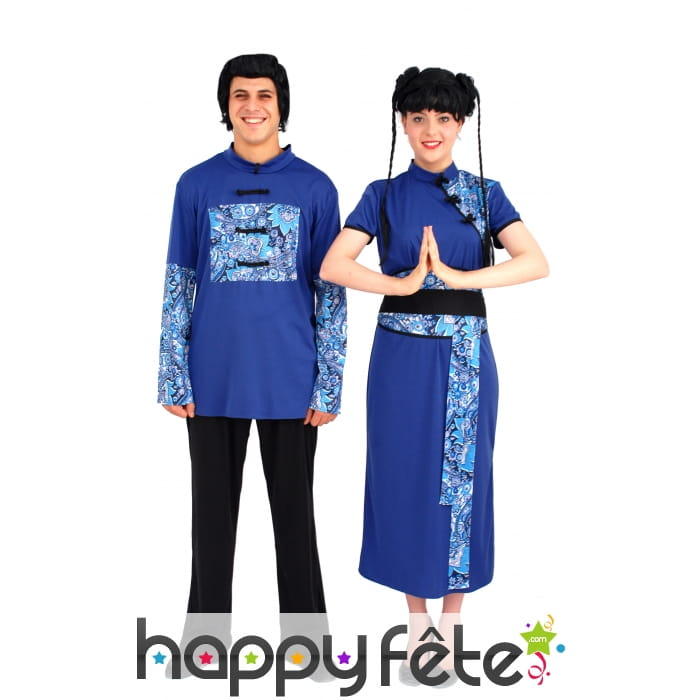 Costume chinoise lotus bleu