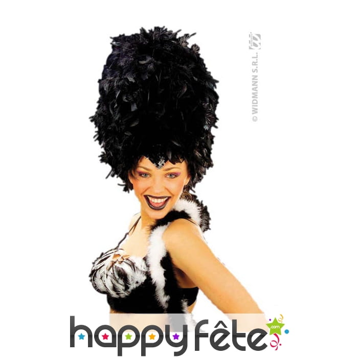 Coiffe cabaret marabout paillettes noire