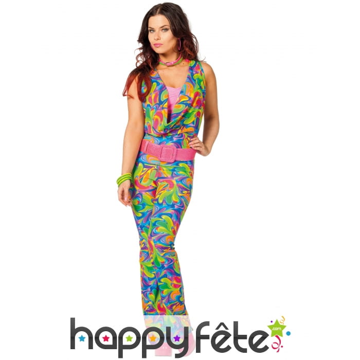 Combinaison colorée marbrée disco pour femme
