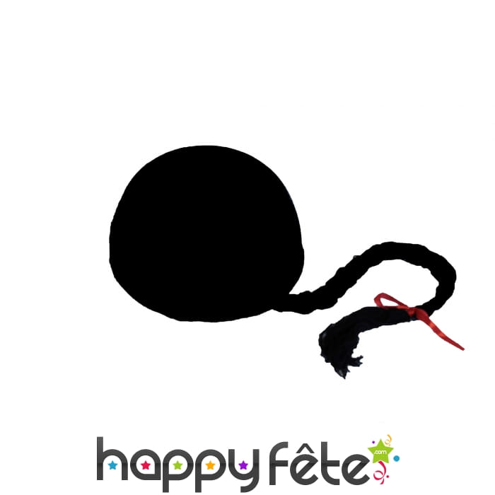 Chapeau chinois noir rond avec tresse