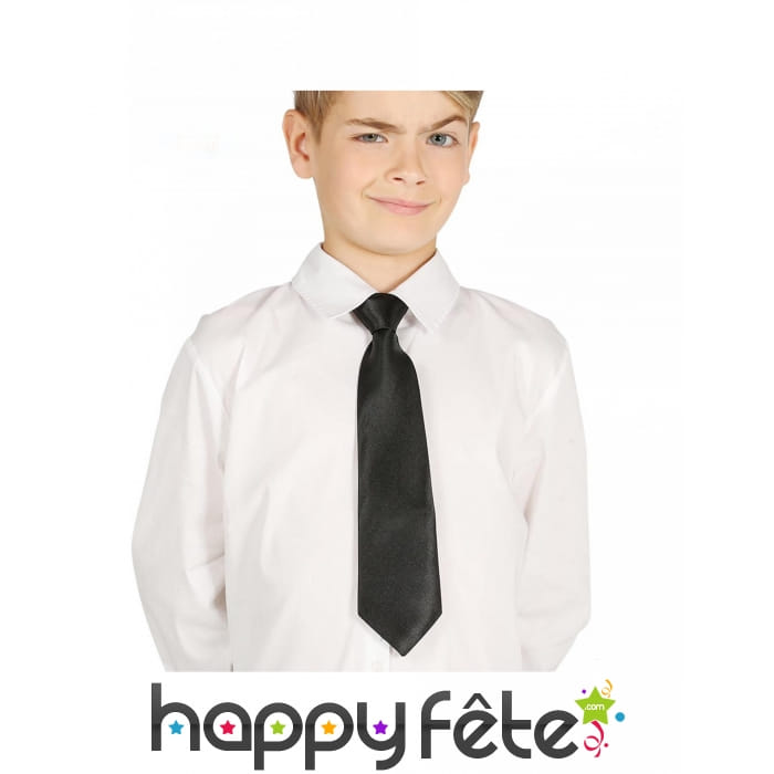 Cravate classique noire pour enfant, 30 cm