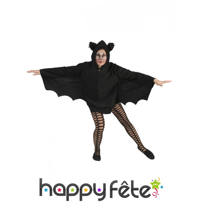 Cape chauve-souris noire unie pour adulte