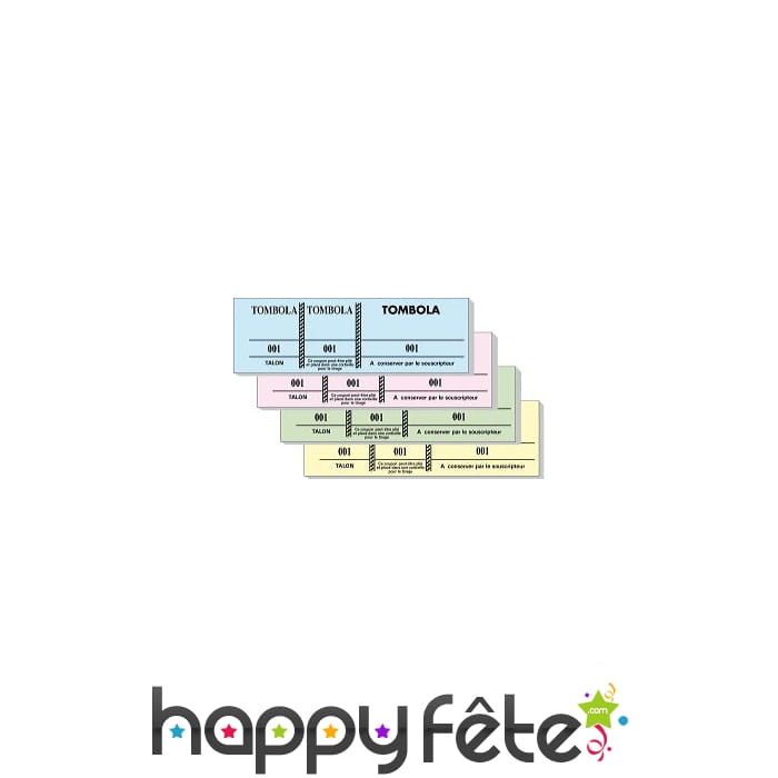 Carnet de 100 tickets 3 souches numerotees assort.